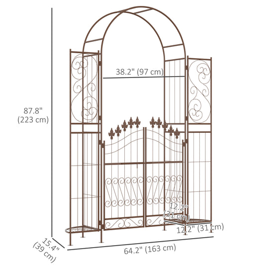Outsunny 7ft Garden Arch Trellis, Metal Arch, Outdoor Garden Arbor for Climbing Plants, Wedding Decoration