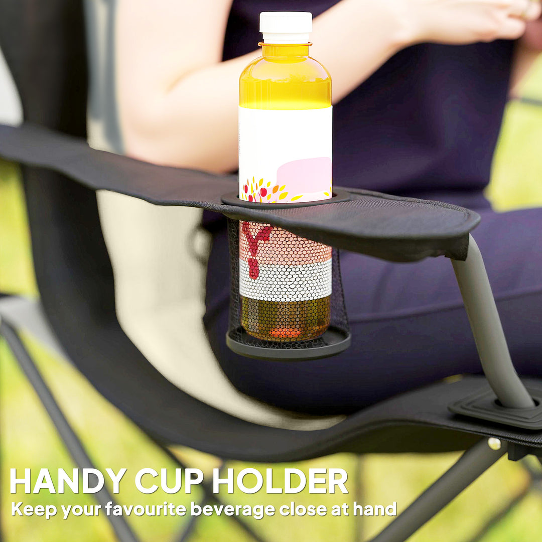 Outsunny 2 Pack Folding Camping Chairs, High Back Folding Chairs w/ Cup Holder, Padded Camping Chairs for Outdoor Events, Yellow