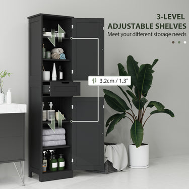 HOMCOM Freestanding Bathroom Cabinet with Drawer and 2 Doors, Tall Bathroom Cupboard for Kitchen, Study, Living Room