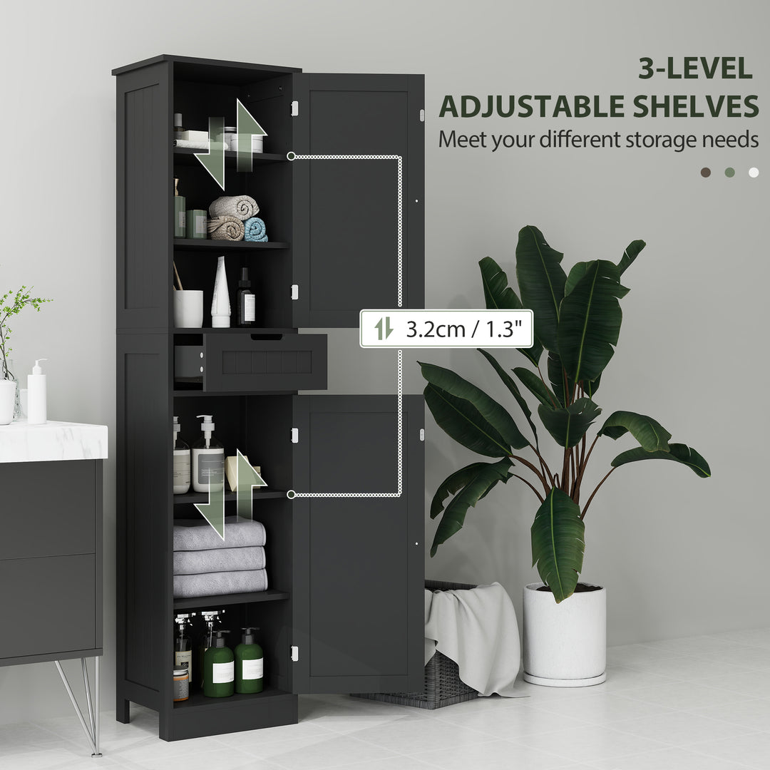 HOMCOM Freestanding Bathroom Cabinet with Drawer and 2 Doors, Tall Bathroom Cupboard for Kitchen, Study, Living Room