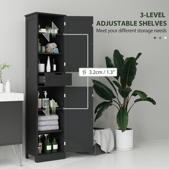 HOMCOM Freestanding Bathroom Cabinet with Drawer and 2 Doors, Tall Bathroom Cupboard for Kitchen, Study, Living Room