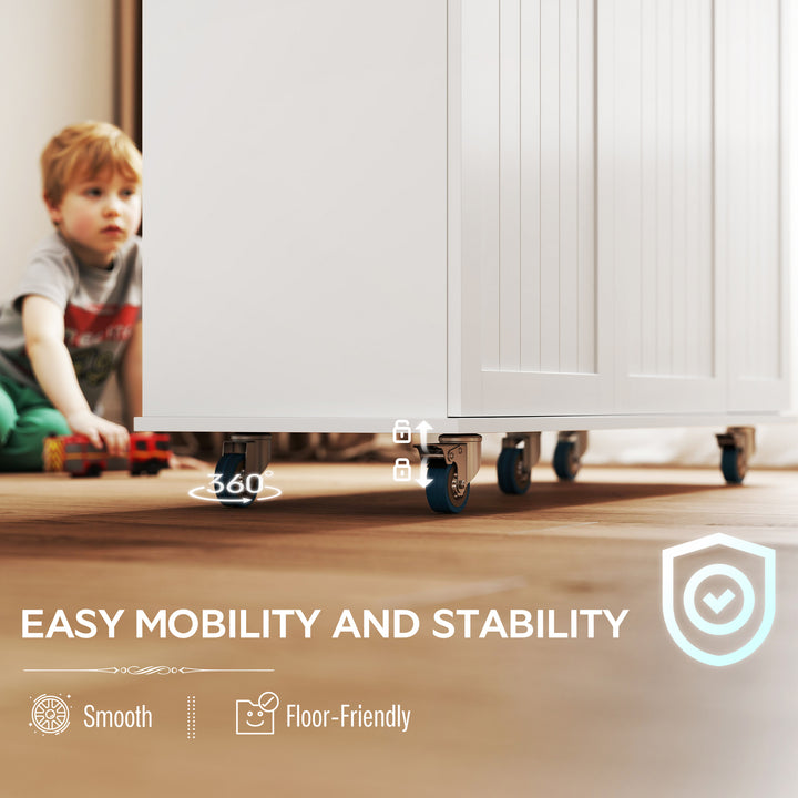 HOMCOM Kitchen Island on Wheels with Wood Drop Leaf, Charging Station, Rolling Kitchen Cart with Adjustable Shelf, White