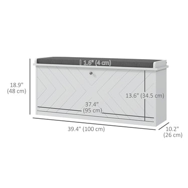 HOMCOM Shoe Storage with Seat, Upholstered Hallway Bench, Shoe Bench with Flip Drawer, Adjustable Shelf for 10 Pairs of Shoes