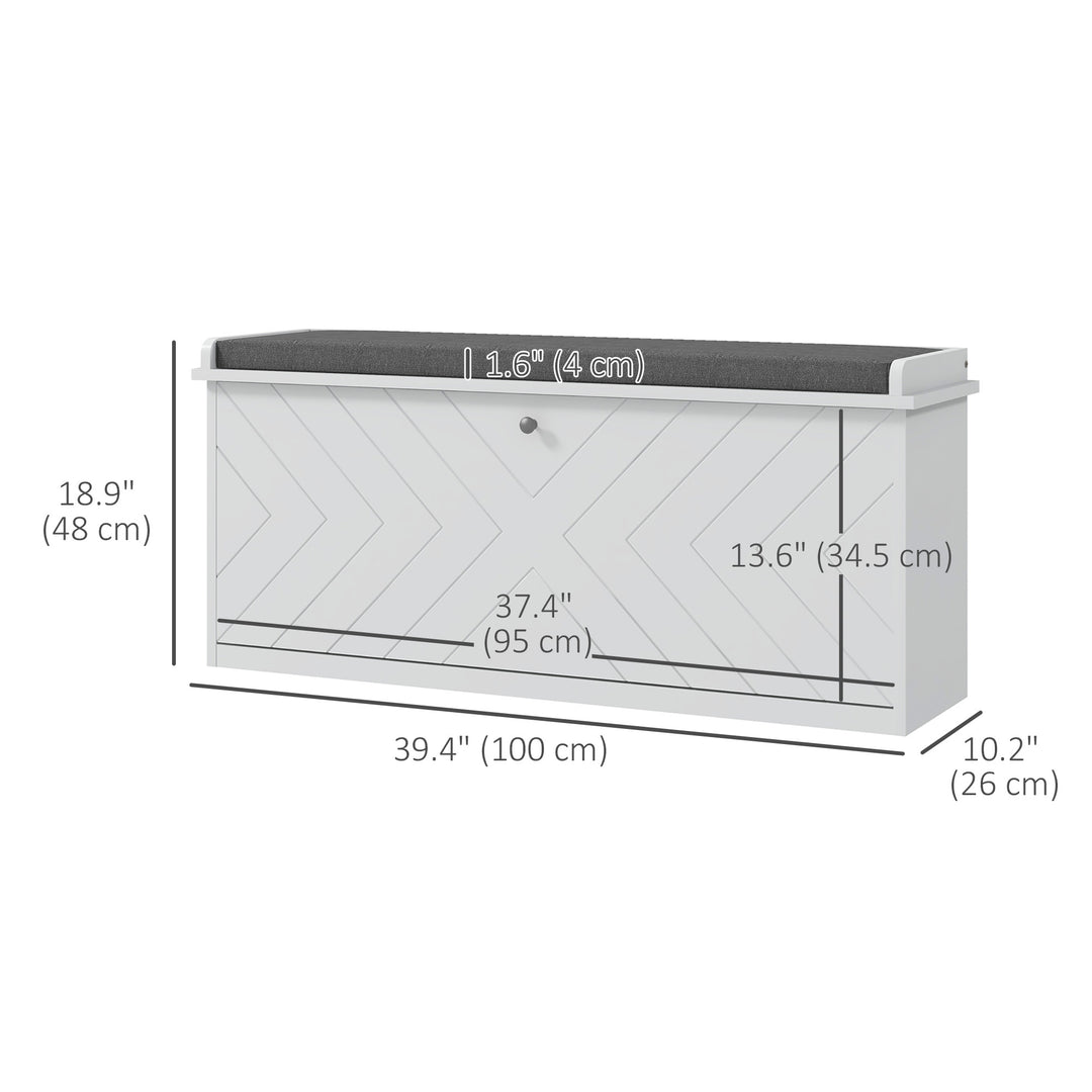 HOMCOM Shoe Storage with Seat, Upholstered Hallway Bench, Shoe Bench with Flip Drawer, Adjustable Shelf for 10 Pairs of Shoes