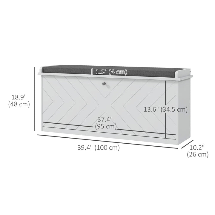 HOMCOM Shoe Storage with Seat, Upholstered Hallway Bench, Shoe Bench with Flip Drawer, Adjustable Shelf for 10 Pairs of Shoes