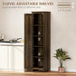 HOMCOM 48" Farmhouse Kitchen Pantry Storage Cabinet with Barn Door, Kitchen Pantry Cabinet with Adjustable Shelves, Natural