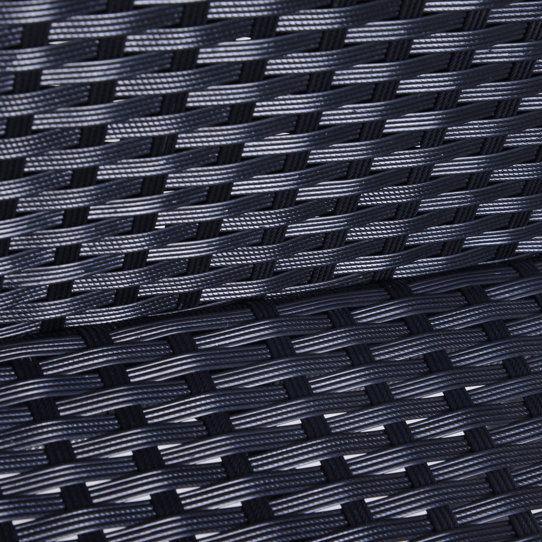 Outsunny 3 Piece Patio Bar Set Wicker Rattan Garden Bistro Set Barstool and Table for Patio Backyard Balcony Poolside, Black