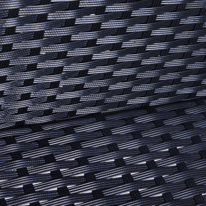 Outsunny 3 Piece Patio Bar Set Wicker Rattan Garden Bistro Set Barstool and Table for Patio Backyard Balcony Poolside, Black