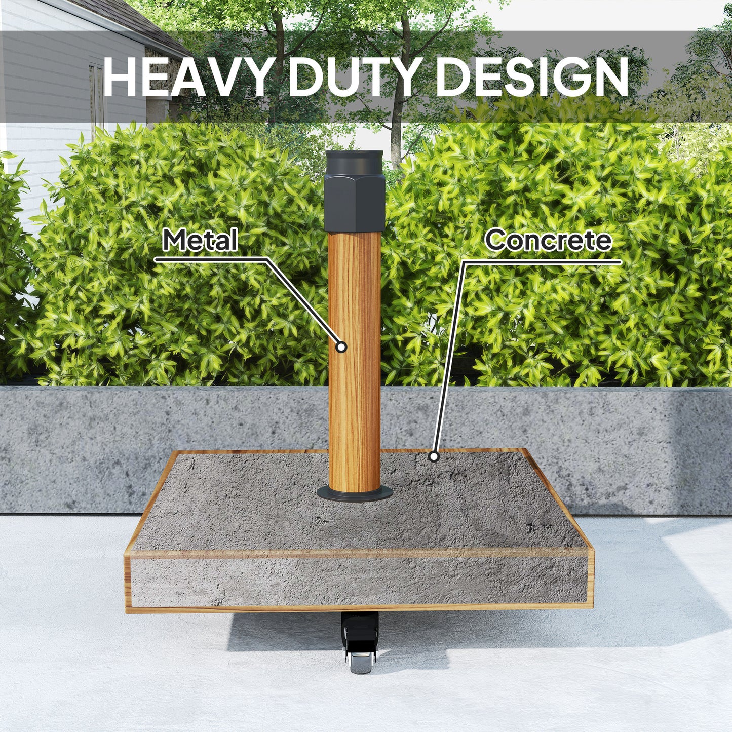 Outsunny Square Patio Umbrella Base, Outdoor Umbrella Stand with Handles 2 Adjustable Knobs, Heavy Duty Patio Umbrella Stand for Garden Deck Poolside, Grey
