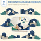 Qaba 7-Piece Baby Soft Play Set, Indoor Soft Play Gym Activity Play Set for Crawling, Sliding and Playing, Navy Blue