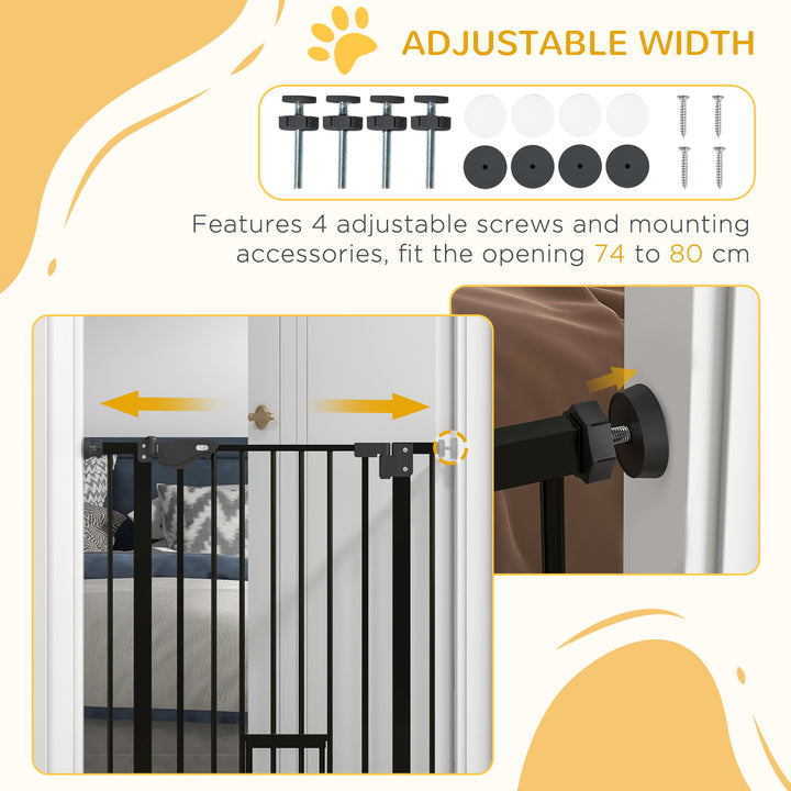 PawHut 36" Easy Open Indoor Dog Gates for Doorways, House, Stair - Black