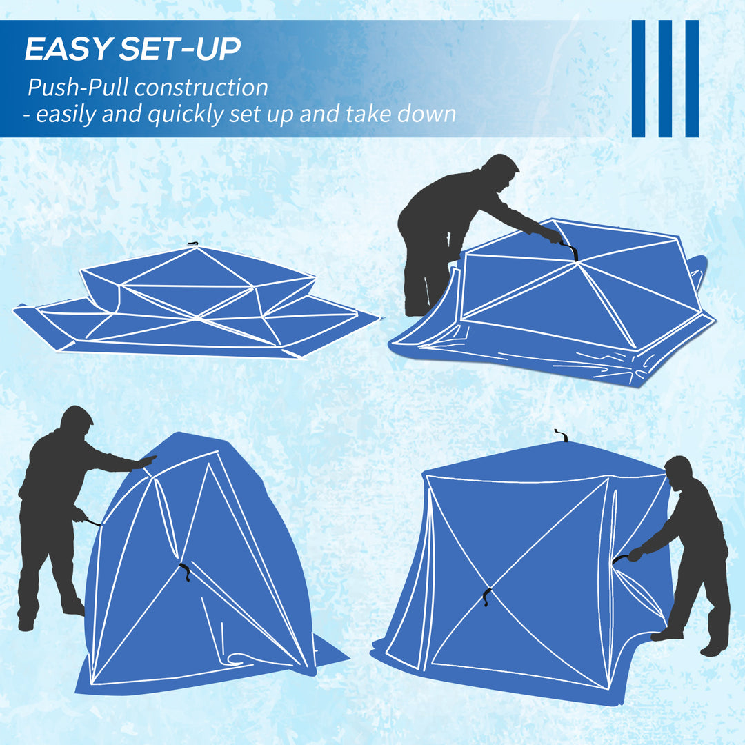 Outsunny 4 Person Insulated Ice Fishing Shelter, Pop-Up Portable Ice Fishing Tent with Carry Bag and Two Doors for -22℉, Black