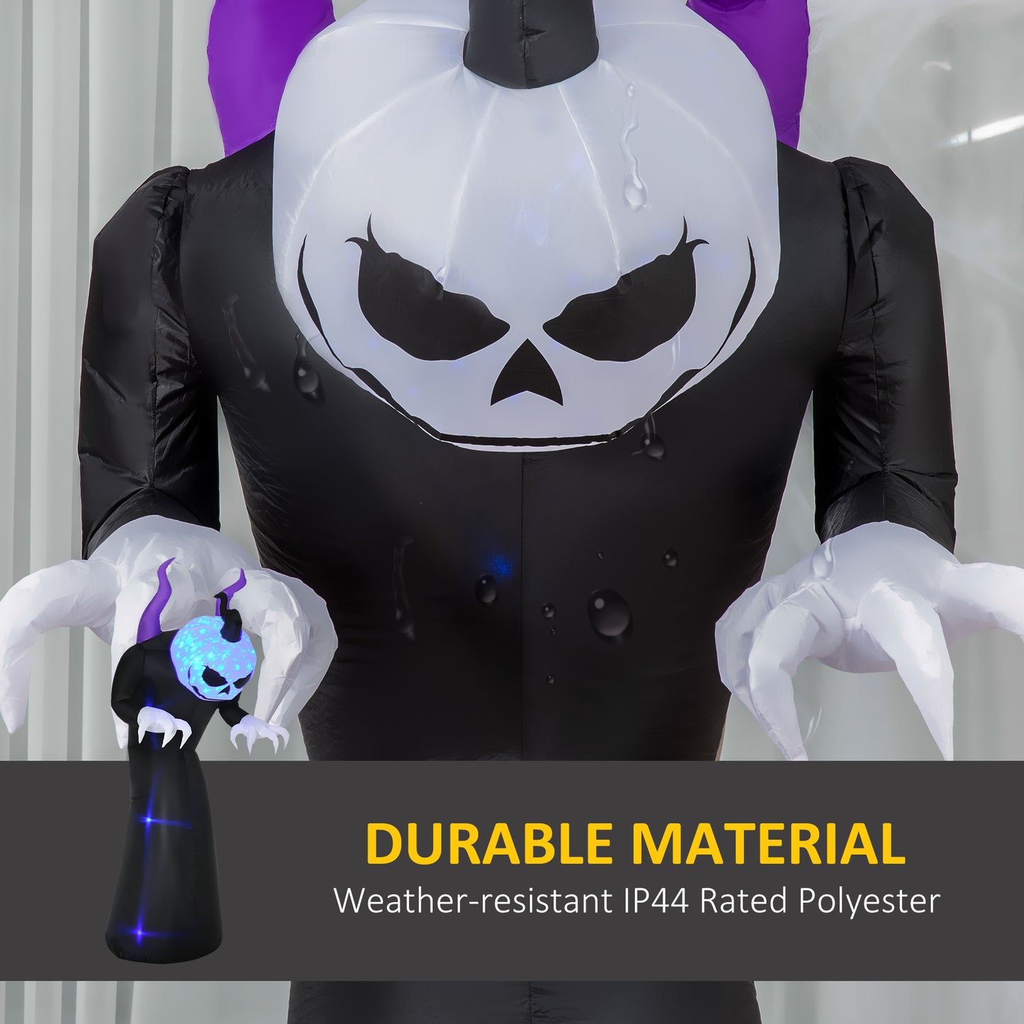 HOMCOM 6FT Tall Halloween Inflatable White Ghost, Outdoor Blow Up Yard Decoration with LED Lights for Garden, Lawn, Party, Holiday