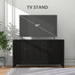HOMCOM Sideboard Buffet, Storage Cabinet with Barn Door and Adjustable Shelf, TV Stand for TVs up to 65 Inches, Black Oak