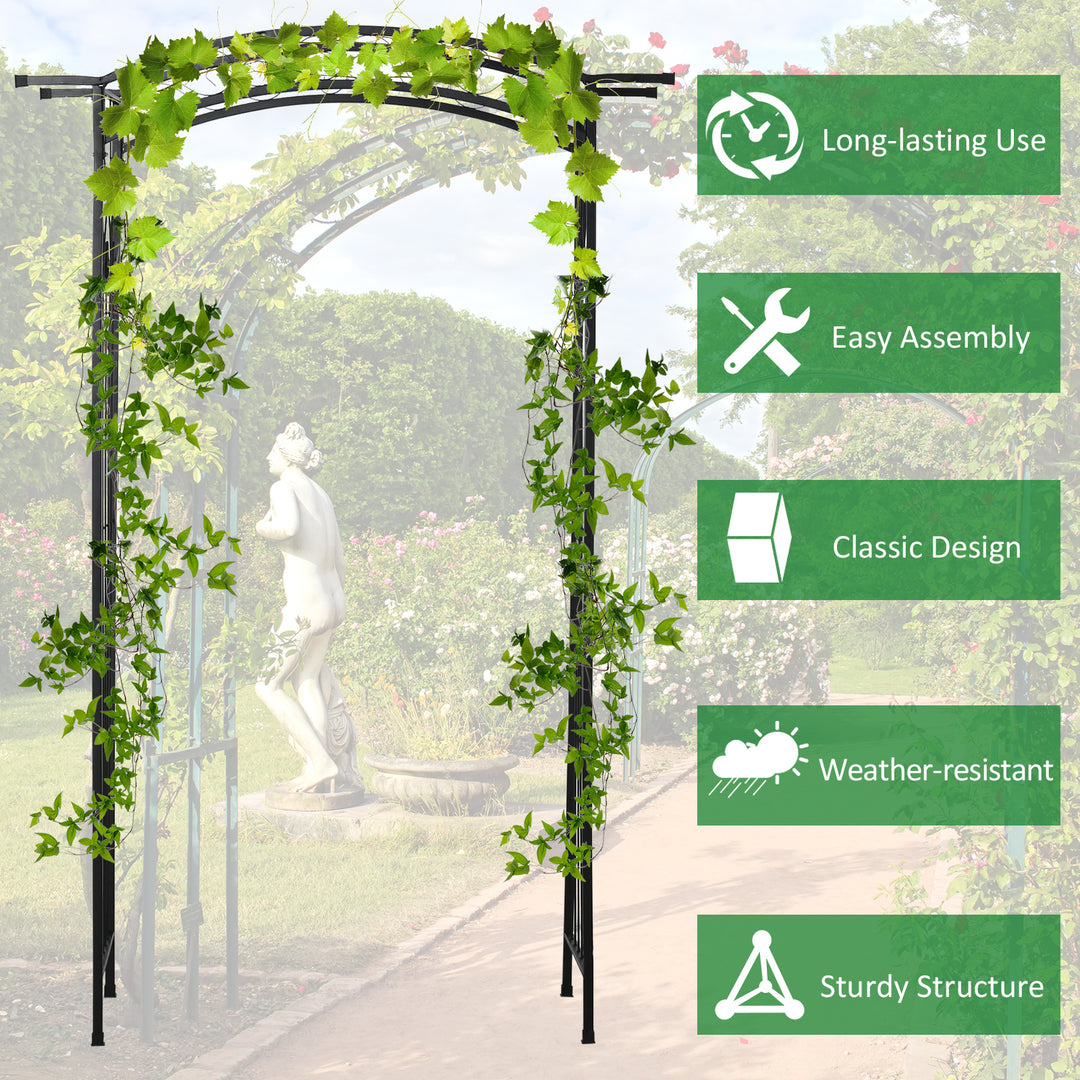 Outsunny 7Ft Outdoor Garden Arbor, Wedding Arch for Ceremony, Trellis with Scrollwork Design, Ideal for Climbing Vines and Plants, Black