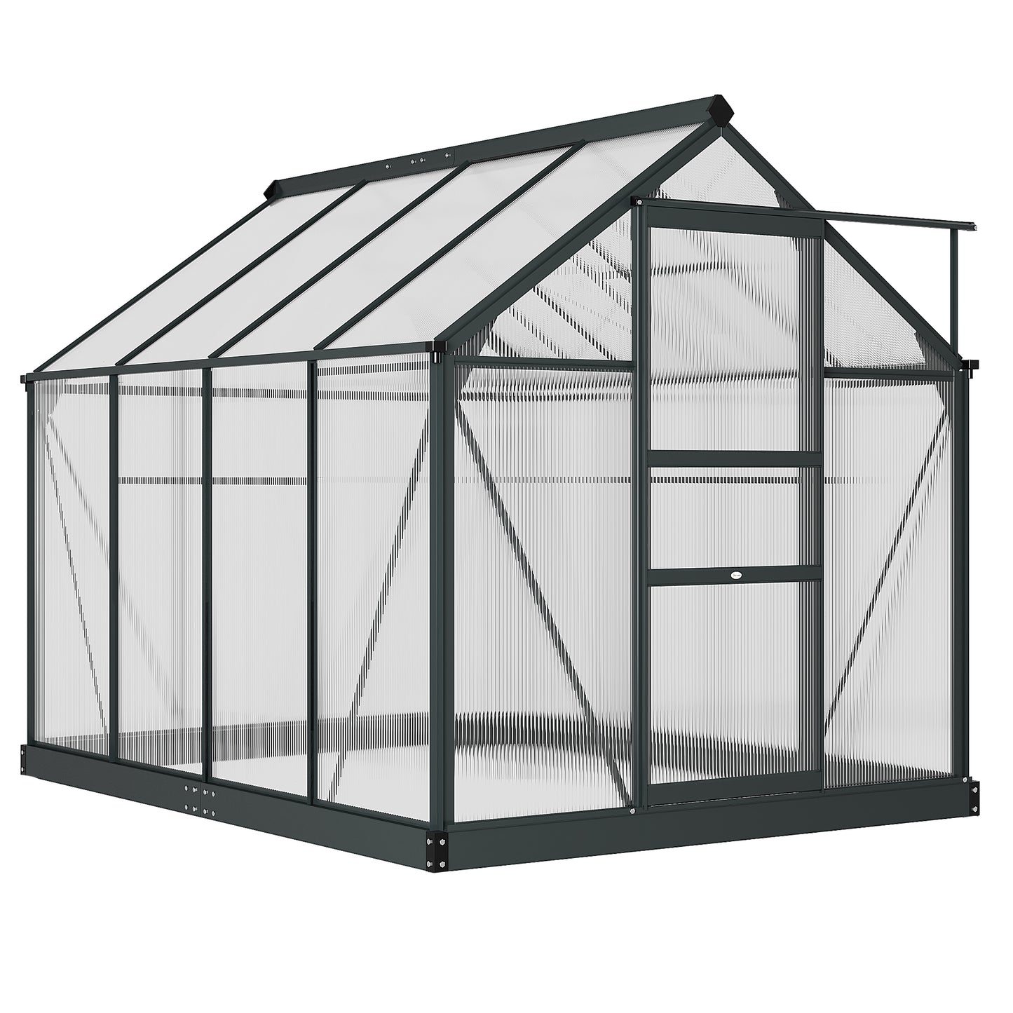 Outsunny 6' x 10' x 6.6' Polycarbonate Greenhouse, Walk-In Green House Kit Garden, Plants Grow, Galvanized Sheet Aluminum Frame with Rain Gutter, Vents and Sliding Door, Green