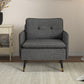 HOMCOM Modern Armchair, Upholstered Accent Chair with Tufted Back Cushion and Steel Legs for Living Room, Bedroom, Grey