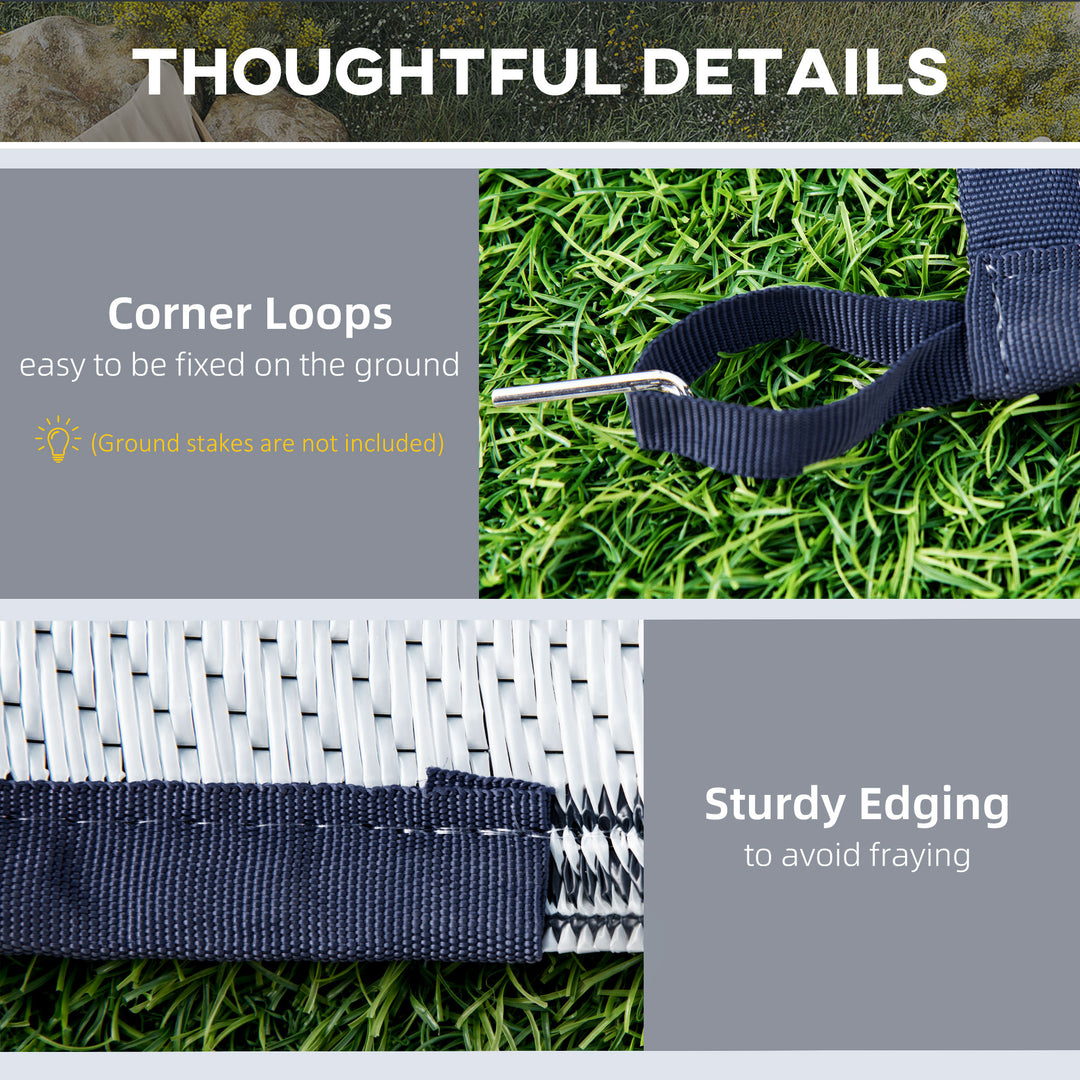 Outsunny 9'x12' Reversible Outdoor RV Rug, Patio Floor Mat, Plastic Straw Rug for Backyard, Deck, Beach, Camping, Dark Blue