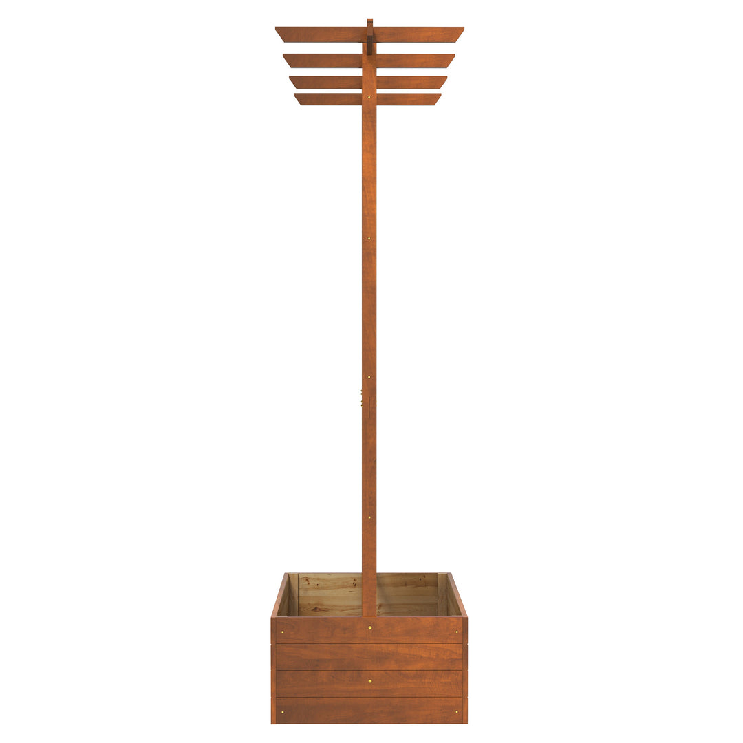 Outsunny Wooden Planter with Trellis Privacy Screen, Raised Garden Bed to Grow Vegetables, Herbs and Flowers, Orange