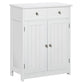 kleankin Freestanding Bathroom Floor Cabinet, Organizer Floor Tower with 2 Door, 2 Drawers, Adjustable Shelf, Grey