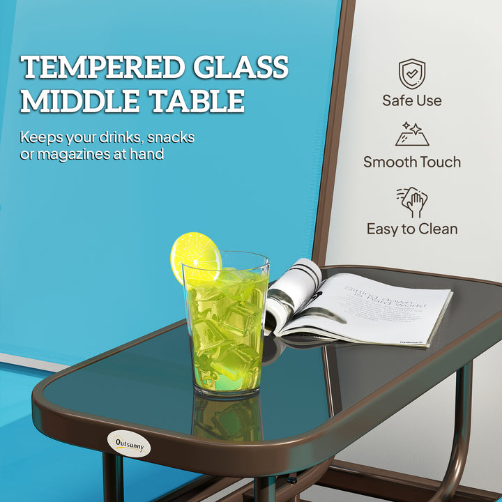 Outsunny Patio Glider Rocking Chair 2 Person Outdoor Loveseat Rocker Garden Furniture Bench, Blue