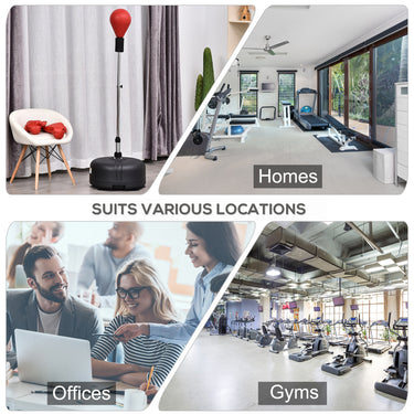 Soozier Adjustable Height Free Standing Boxing Bag Set with 6 Suction Cups and Boxing Gloves, for Exercise Training