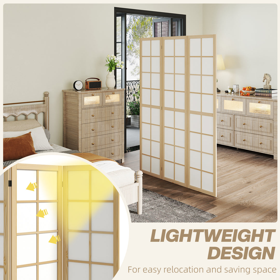 HOMCOM 3 Panel Room Divider, 5.6 ft Folding Wall Divider Room Partition for Home Office, Bedroom