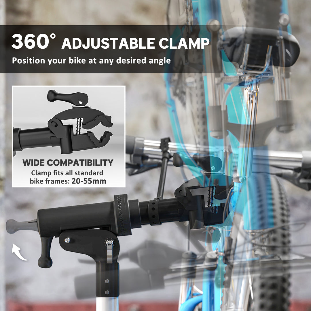 HOMCOM Bicycle Repair Stand Max 88 lbs, Bike Fixing Stand, Height Adjustable, Foldable and 360° Rotatable for Road Bike, Mountain Bike, E-Bike