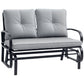 Outsunny 2-Person Outdoor Glider Chair, Patio Double Rocking Loveseat with Steel Frame and Cushions for Backyard, Garden and Porch, Red