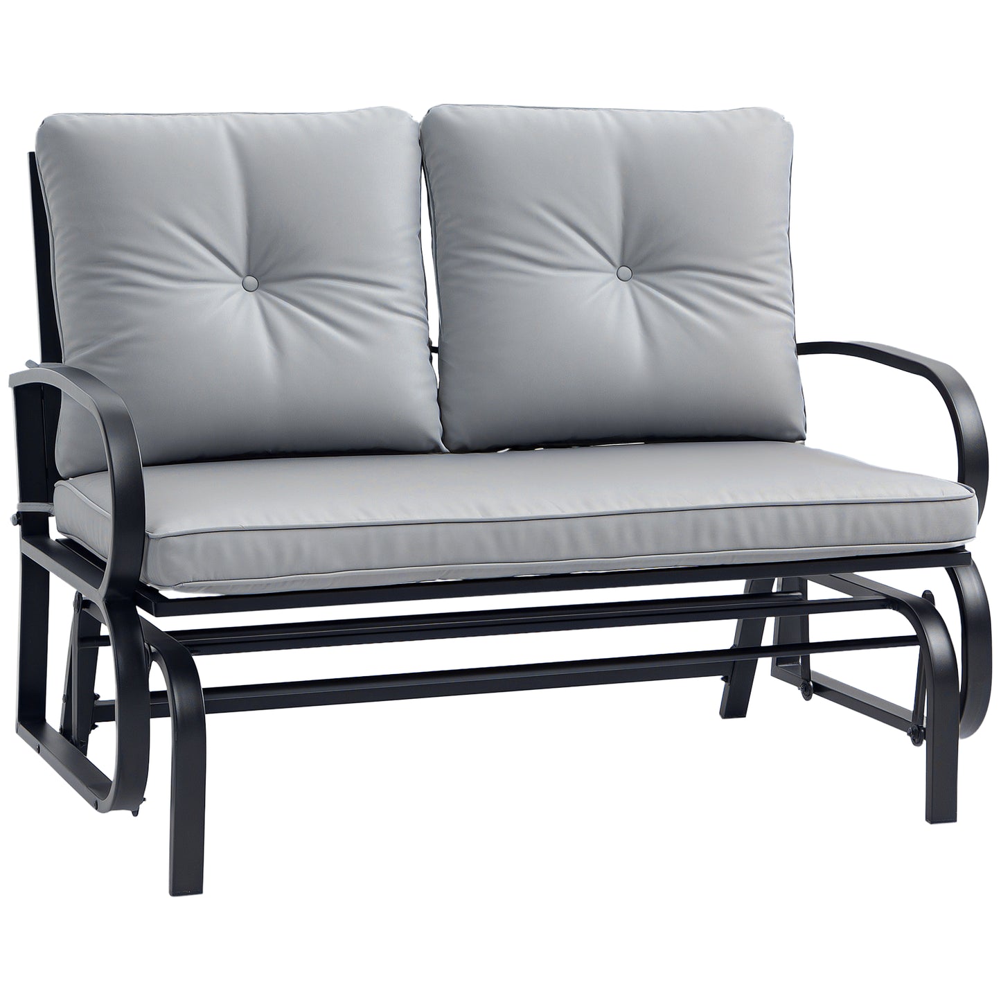 Outsunny 2-Person Outdoor Glider Chair, Patio Double Rocking Loveseat with Steel Frame and Cushions for Backyard, Garden and Porch, Red