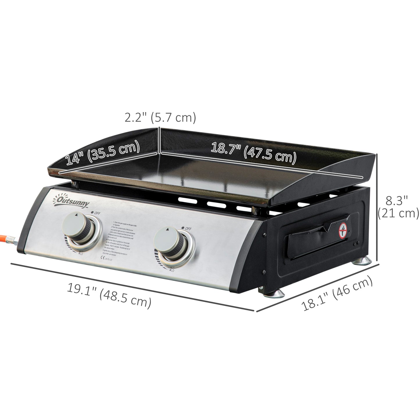 Outsunny 3 Burner Liquefied Gas Grill, Portable Tabletop BBQ Grill, for Camping, Picnic, Silver
