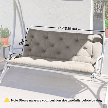 Outsunny 2 Seater Garden Bench Cushion, Soft Thick Outdoor Non-Slip 2 Seater Soft Pad With Backrest for Garden Patio, 47" x 43" x 5", Light Grey