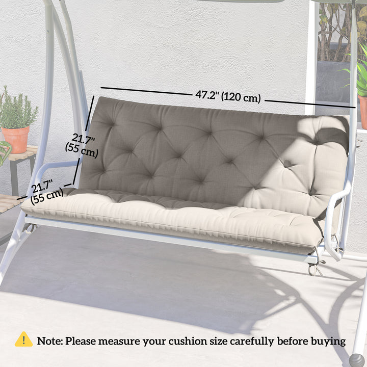 Outsunny 2 Seater Garden Bench Cushion, Soft Thick Outdoor Non-Slip 2 Seater Soft Pad With Backrest for Garden Patio, 47" x 43" x 5", Light Grey