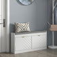 HOMCOM Shoe Storage with Seat, Upholstered Hallway Bench, Shoe Bench with 2 Flip Drawers and 4 Vents for 8 Pairs of Shoes