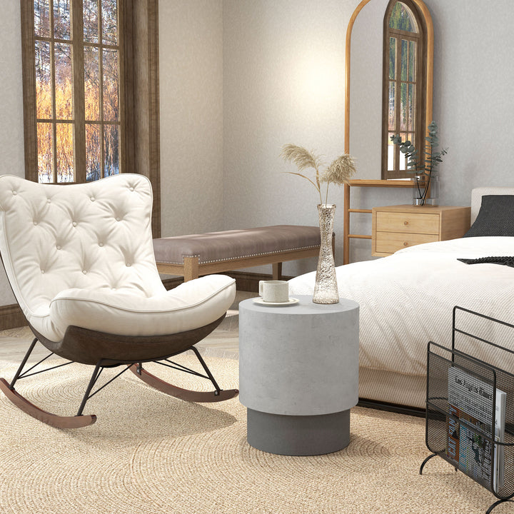 HOMCOM 17" Tall Tree Stump End Table, Concrete Sofa Side Table for Indoor and Outdoor Use, Garden Stool, Natural