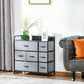 HOMCOM 7-Bin Dresser Storage Tower Cabinet Organizer Unit, Easy Pull Fabric Bins with Metal Frame for Bedroom