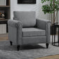HOMCOM Vintage Armchair, Upholstered Accent Chair with Rolled Arms, Gourd-Shaped Rubber Wood Legs, Light Grey