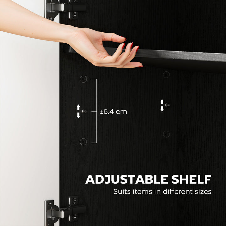 HOMCOM Modern Sideboard and Buffet, Dining Room Cabinet with Adjustable Shelves and 3 Doors, Black