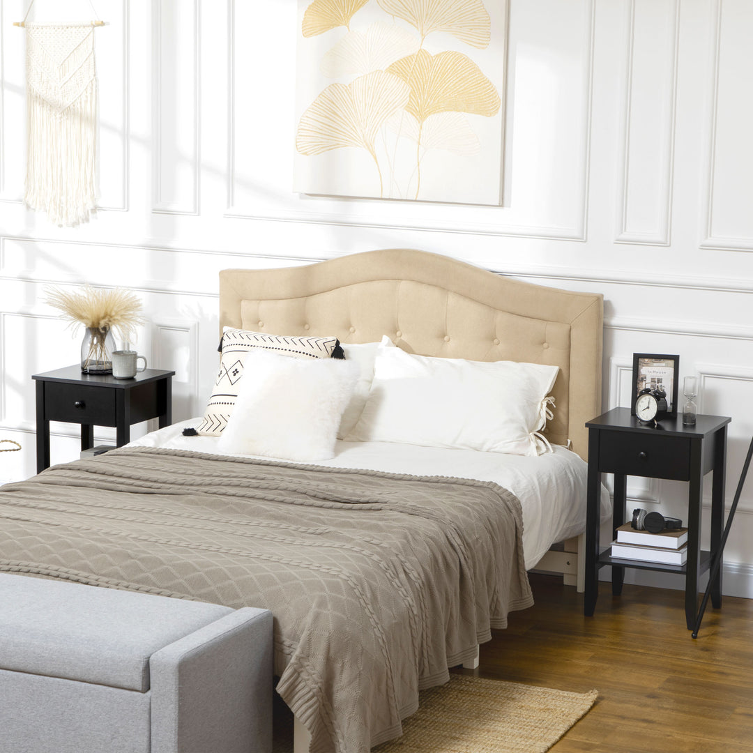 HOMCOM Side Table Set of 2, End Tables with Drawer and Bottom Shelf, 2-tier Nightstand for Bedroom, Living Room, White