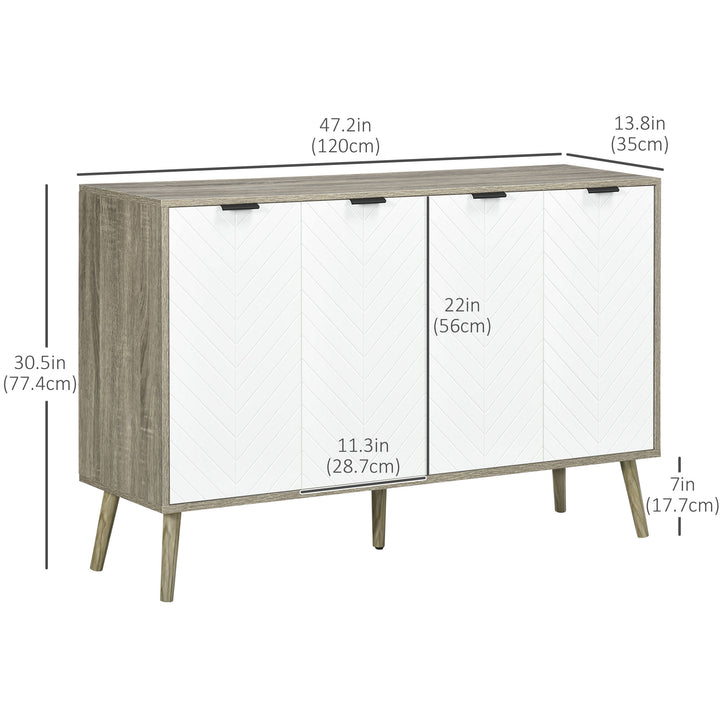 HOMCOM Modern Sideboard and Buffet, Dining Room Cabinet with Adjustable Shelves and 4 Doors, Natural