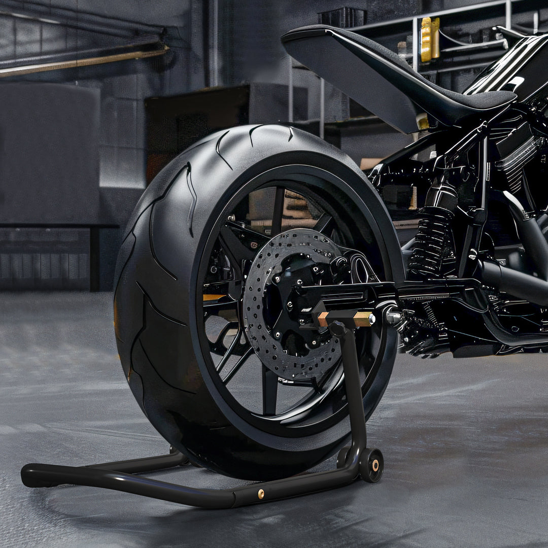 HOMCOM Convertible Motorcycle Stand, Front & Rear Motorcycle Lift with 3 Types of Adaptors, Universal Paddock Lift Stand, Black