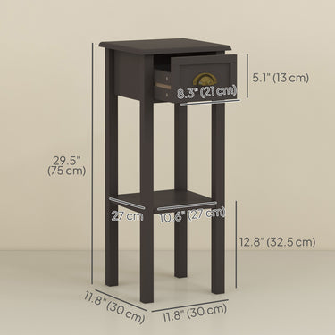 HOMCOM 2-Tier Side Table with Drawer and Shelf, End Table for Living Room and Hallway, Coffee