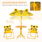 Outsunny Kids Folding Picnic Table and Chair Set Pattern Outdoor Garden Patio Backyard with Removable & Height Adjustable Sun Umbrella Brown