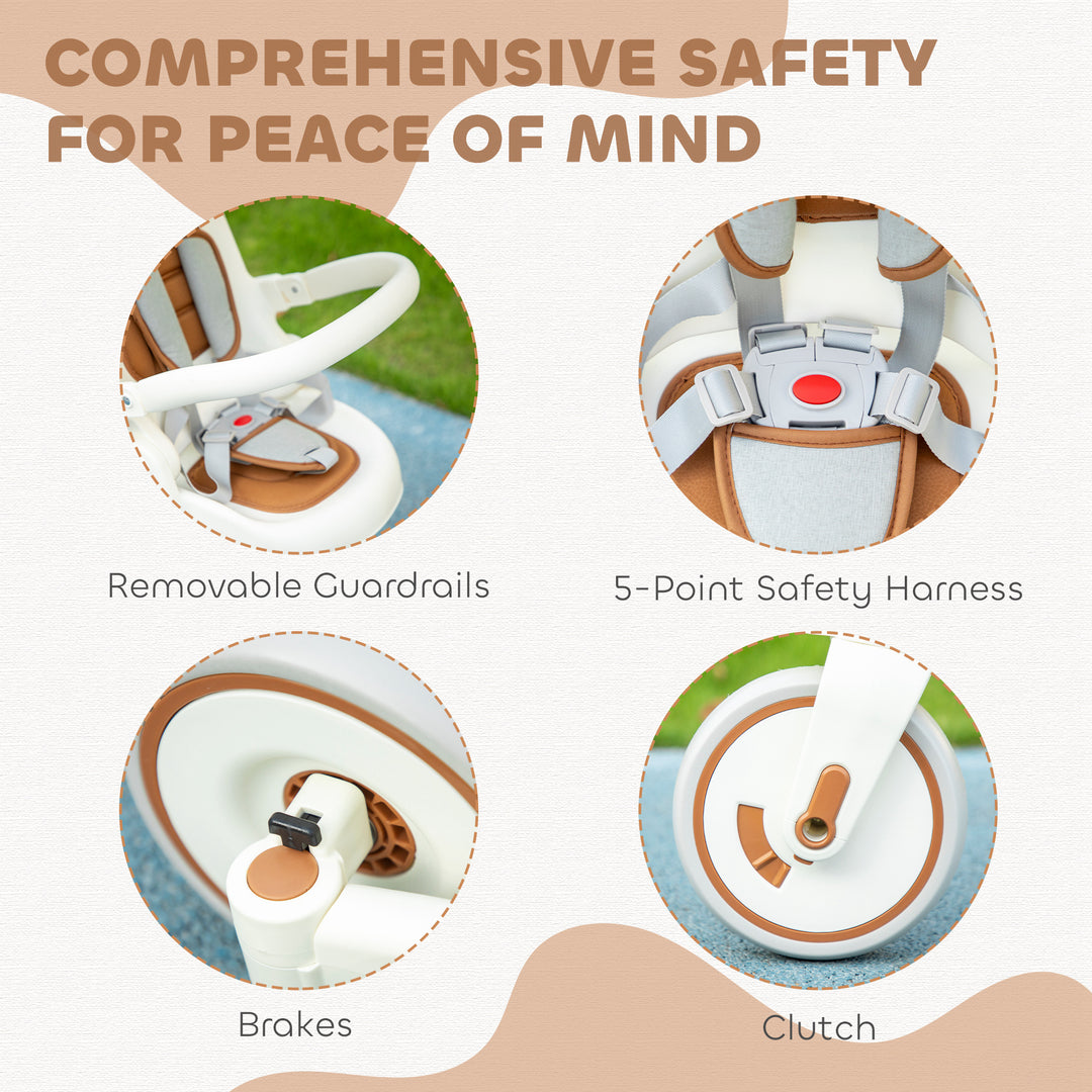 Qaba 7 in 1 Toddler Tricycle with Safety Harness, Adjustable & Removable Parent Handle, Canopy, Storage Bag, Brake, Pink