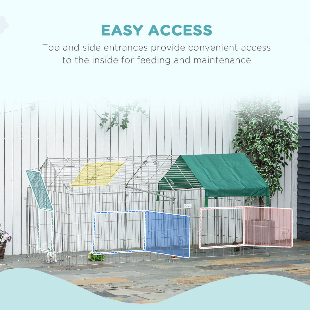 PawHut 87x41x41-IN Catio Rabbit Guinea Pig Cage Chicken Coop Run, Small Animal Enclousure Outdoor Indoor with Cover and Multiple Doors, Beige