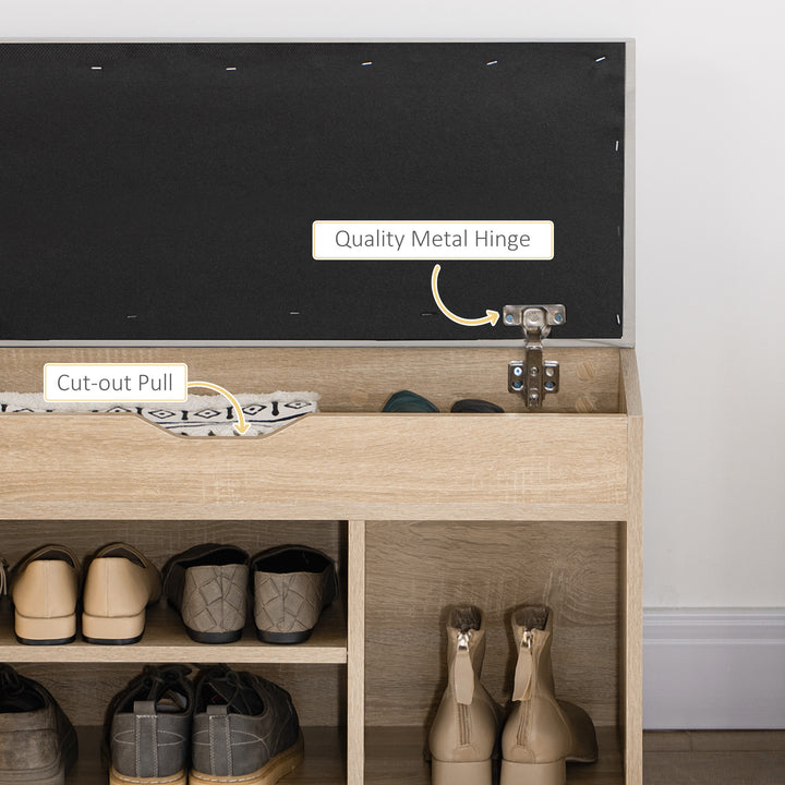 HOMCOM Shoe Bench Entryway Storage Rack with Padded Cushion, Hidden Storage for Hallway, Living Room, Black