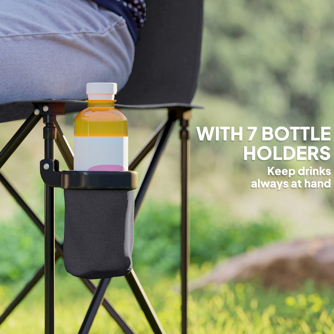 Outsunny 6 Seat Folding Camping Chair with Cup Holder and Carrying Case for Camping, Picnic, Sports Events, Blue