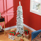 HOMCOM 5ft Snow-Flocked Artificial Christmas Tree, Slim Pencil Xmas Tree with 301 Realistic Branches, Metal Base, Pink