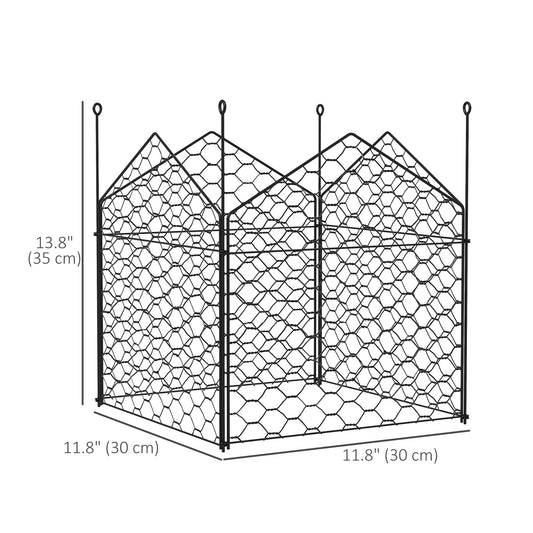 Outsunny 4 Pack Garden Cloches for Plants, 12" x 14" Metal Crop Cage, Plant Cages to Keep Animals Out, Black