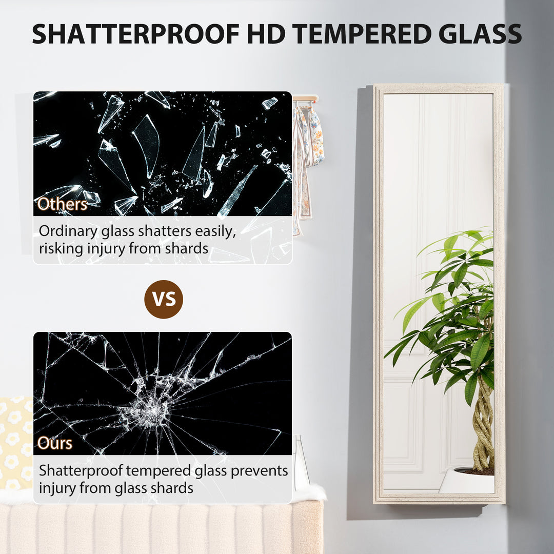 HOMCOM 64" x 21" Full Length Mirror, Standing, Wall-Mounted or Leaning Against Wall, for Bedroom, Living Room, Beige